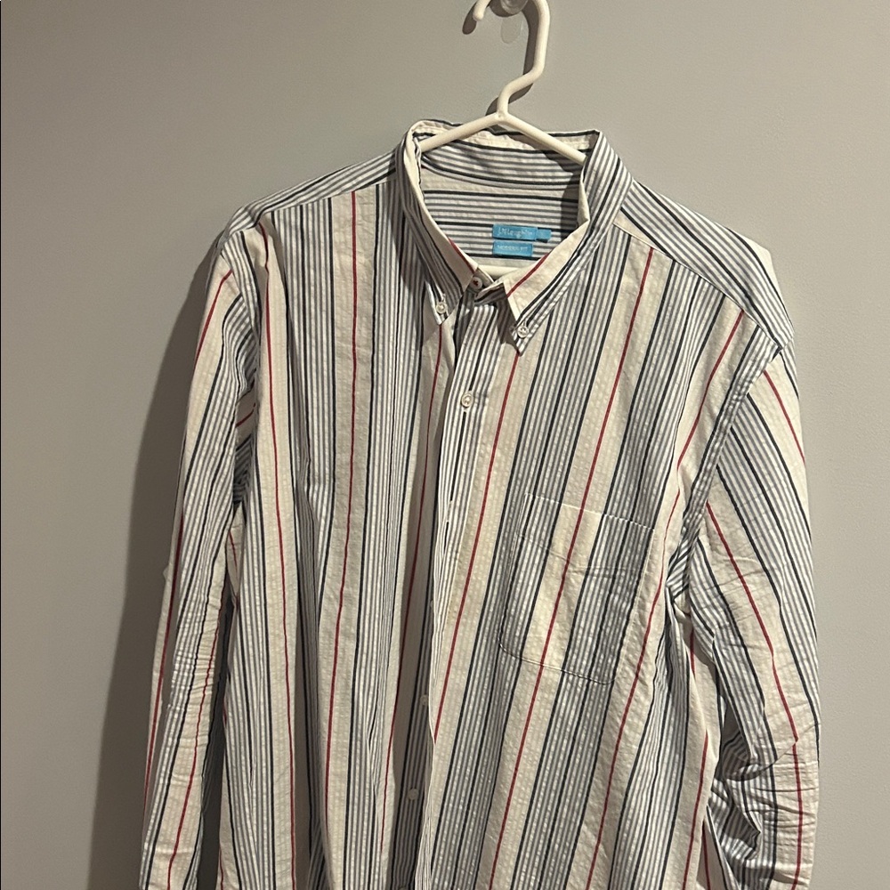 J. McLaughlin Striped Button-Down Shirt - White, Black, Red